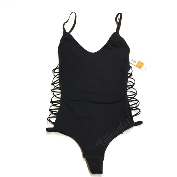 Sam Edelman Jet Black Strappy Side Thong Bodysuit - Picture 9 of 16